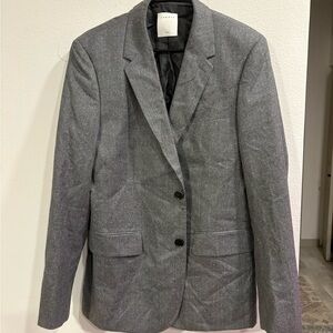 Sandro Paris Grey Wool Blend Tailored Blazer Quiet Luxury Dark Academia EU 50